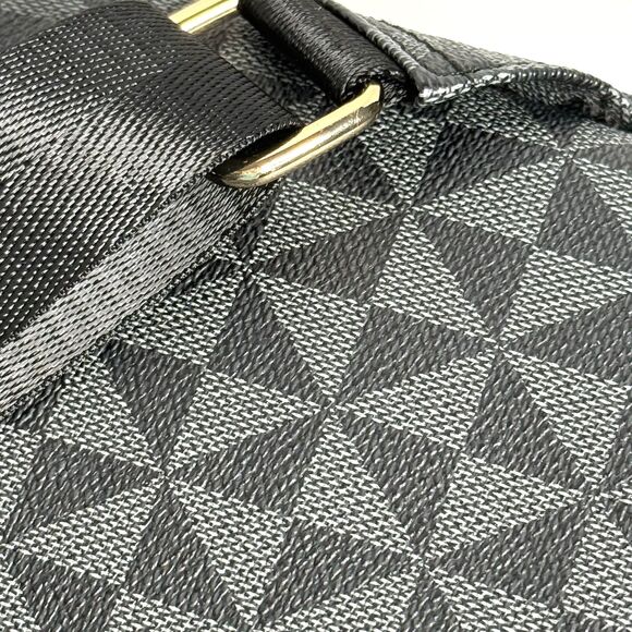 Vegan Sling Backpack Crossbody Geometric Pattern Lead-Free Shoulder Bag in Black - Picture 8 of 9